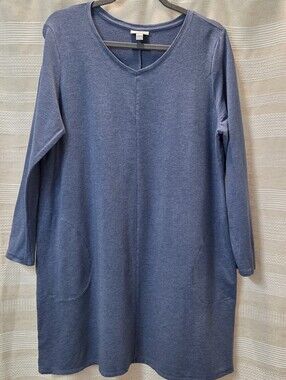 Pure Jill Blue Pina Cotton A line Swing Dress Large